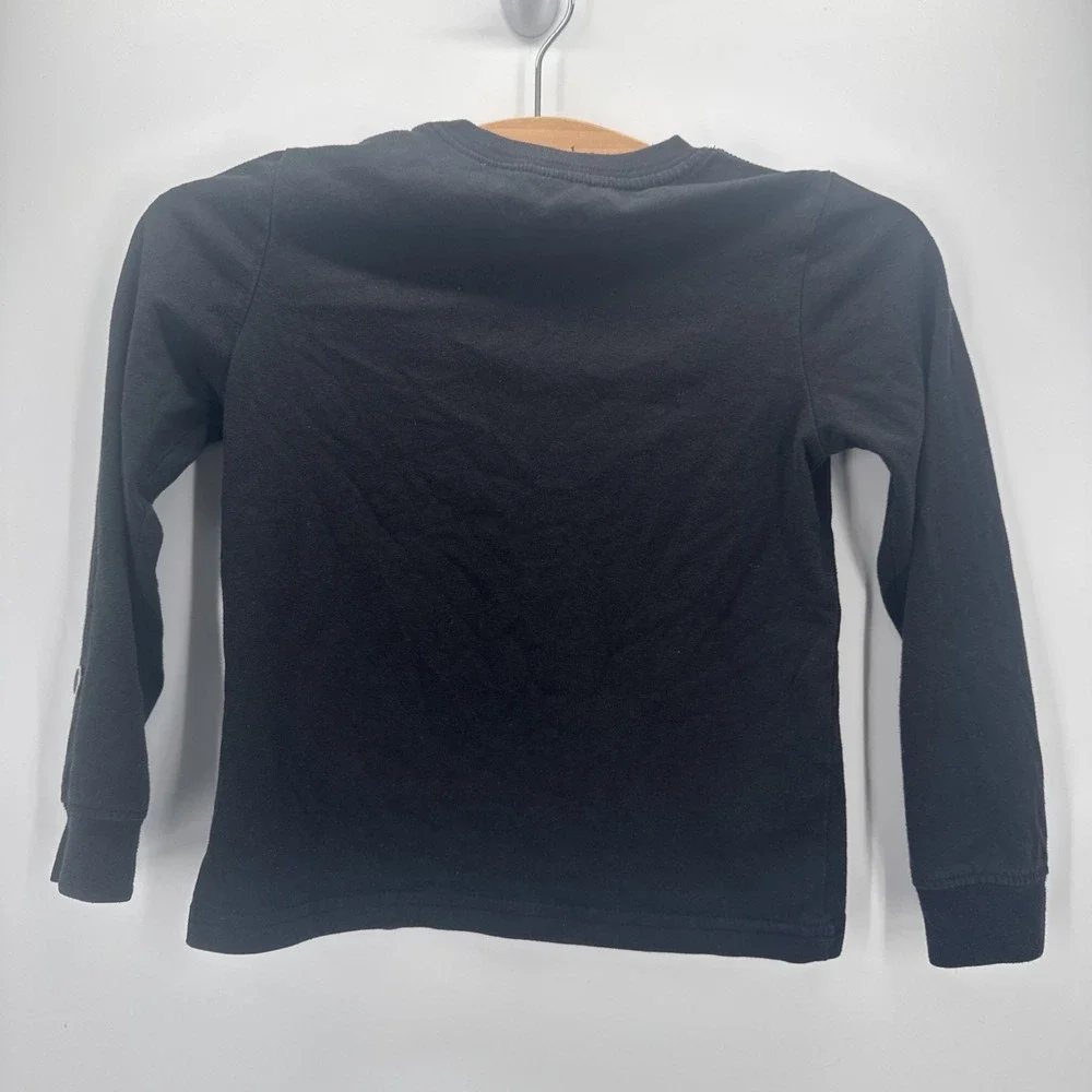 Champion Boys Long Sleeve Logo T-Shirt Black Size 6 Classic Athletic Cotton